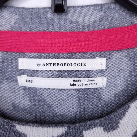 Anthropologie Sweater Womens XXS Grey White Cheetah Print Knit - Picture 9 of 10